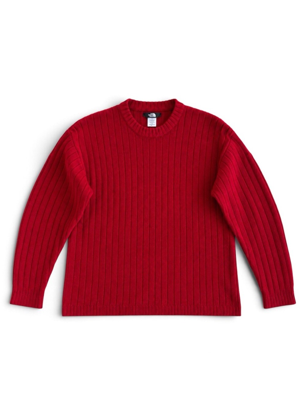 The North Face Vintage 100% Wool Ribbed Crewneck Sweater Red Mens Large